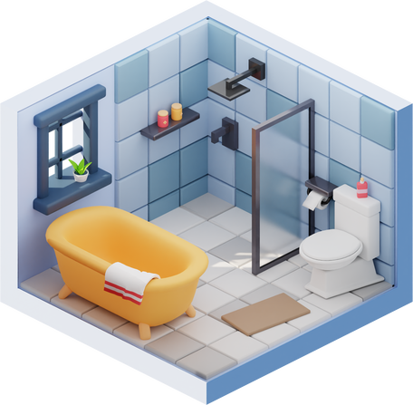 3D Bathroom Isometric Illustration